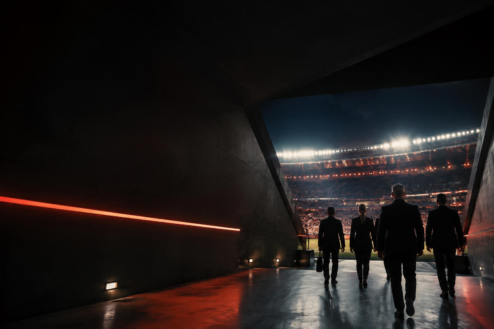 Sports executives entering a stadium